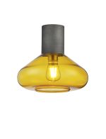 Odeyscene 31cm Ceiling Light With Wide Glass, 1 x E27, Pewter/Yellow