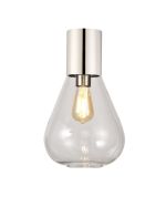 Odeyscene 23cm Ceiling Light With Narrow Glass, 1 x E27, Polished Nickel/Clear