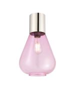 Odeyscene 23cm Ceiling Light With Narrow Glass, 1 x E27, Polished Nickel/Lilac