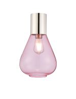 Odeyscene 23cm Ceiling Light With Narrow Glass, 1 x E27, Polished Nickel/Pink