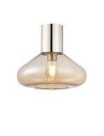 Odeyscene 31cm Ceiling Light With Wide Glass, 1 x E27, Polished Nickel/Amber