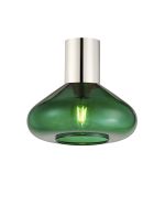 Odeyscene 31cm Ceiling Light With Wide Glass, 1 x E27, Polished Nickel/Bottle Green
