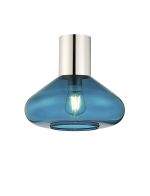 Odeyscene 31cm Ceiling Light With Wide Glass, 1 x E27, Polished Nickel/Teal Blue