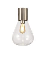 Odeyscene 23cm Ceiling Light With Narrow Glass, 1 x E27, Satin Nickel/Clear