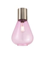 Odeyscene 23cm Ceiling Light With Narrow Glass, 1 x E27, Satin Nickel/Lilac