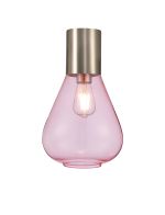 Odeyscene 23cm Ceiling Light With Narrow Glass, 1 x E27, Satin Nickel/Pink