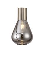 Odeyscene 23cm Ceiling Light With Narrow Glass, 1 x E27, Satin Nickel/Smoke