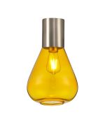 Odeyscene 23cm Ceiling Light With Narrow Glass, 1 x E27, Satin Nickel/Yellow