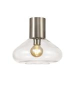 Odeyscene 31cm Ceiling Light With Wide Glass, 1 x E27, Satin Nickel/Clear