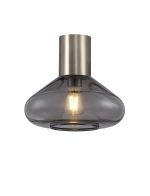 Odeyscene 31cm Ceiling Light With Wide Glass, 1 x E27, Satin Nickel/Inky Black