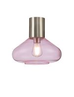 Odeyscene 31cm Ceiling Light With Wide Glass, 1 x E27, Satin Nickel/Pink