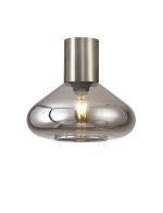 Odeyscene 31cm Ceiling Light With Wide Glass, 1 x E27, Satin Nickel/Smoke