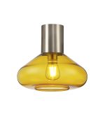 Odeyscene 31cm Ceiling Light With Wide Glass, 1 x E27, Satin Nickel/Yellow