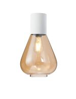 Odeyscene 23cm Ceiling Light With Narrow Glass, 1 x E27, Satin White/Amber