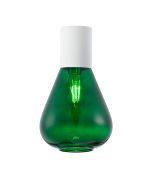 Odeyscene 23cm Ceiling Light With Narrow Glass, 1 x E27, Satin White/Bottle Green