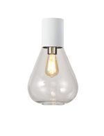 Odeyscene 23cm Ceiling Light With Narrow Glass, 1 x E27, Satin White/Clear
