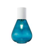 Odeyscene 23cm Ceiling Light With Narrow Glass, 1 x E27, Satin White/Teal Blue