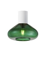 Odeyscene 31cm Ceiling Light With Wide Glass, 1 x E27, Satin White/Bottle Green