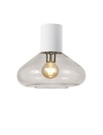 Odeyscene 31cm Ceiling Light With Wide Glass, 1 x E27, Satin White/Clear