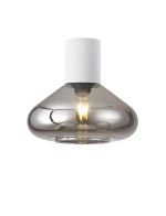 Odeyscene 31cm Ceiling Light With Wide Glass, 1 x E27, Satin White/Smoke