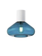 Odeyscene 31cm Ceiling Light With Wide Glass, 1 x E27, Satin White/Teal Blue