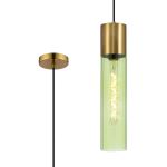 Luce 12cm Pendant With Tubular Glass, 1 x E27, Aged Brass/Green/Black Braided Cable