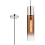 Luce 12cm Pendant With Tubular Glass, 1 x E27, Polished Nickel/Copper Fade/Dark Grey Braided Cable