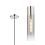 Luce 12cm Pendant With Tubular Glass, 1 x E27, Polished Nickel/Smoke Fade/Dark Grey Braided Cable
