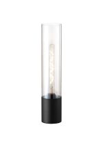 Luce Table Lamp With Tubular Glass, 1 x E27, Satin Black/Clear/Black Braided Twisted Cable