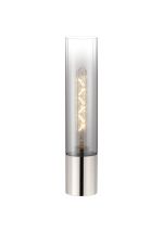 Luce Table Lamp With Tubular Glass, 1 x E27, Polished Nickel/Smoke Fade/Dark Grey Braided Cable
