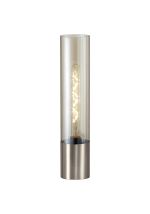 Luce Table Lamp With Tubular Glass, 1 x E27, Satin Nickel/Cognac/Clear PVC Cable