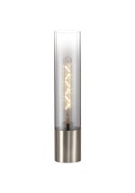 Luce Table Lamp With Tubular Glass, 1 x E27, Satin Nickel/Smoke Fade/Clear PVC Cable