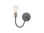Giacomo Flexible Switched Wall Lamp, 1 Light E27, Dark Grey/Satin Nickel