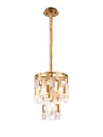 Alban 30cm 2 Tier Round Pendant, 5 x E14, Matt Gold/Clear Glass