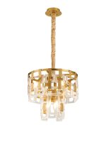 Alban 41cm 2 Tier Round Pendant, 7 x E14, Matt Gold/Clear Glass