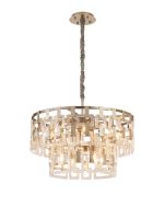 Alban 63cm 2 Tier Round Pendant, 8 + 4 x E14, Satin Nickel/Clear Glass, Item Weight: 17kg