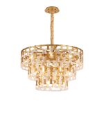 Alban 83cm 3 Tier Round Pendant,8+8+4 x E14, Matt Gold/Clear Glass, Item Weight: 31kg