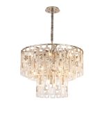 Alban 83cm 3 Tier Round Pendant, 20 x E14, Satin Nickel/Clear Glass, Item Weight: 31kg