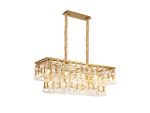 Alban 100x33cm Rectangular Pendant, 14 x E14, Matt Gold/Clear Glass, Item Weight: 24kg