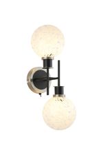 Jestero Switched Wall Light, 2 Light E14 With 15cm Round Speckled Glass Shade, Satin Nickel, White & Satin Black