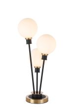 Jestero Table Lamp Touch Switch, 3 Light E14, With 15cm Round Glass Shade Brass, Opal, Satin Black