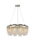 Kalani 60cm Pendant Round, 10 Light E14, Polished Nickel/Crystal