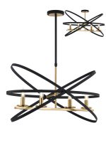 Geona Adjustable Rings Pendant/Semi Ceiling, 4 x E14, Gold/Black
