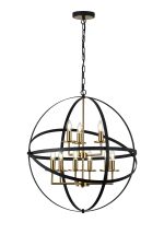 Geona 71cm Adjustable Rings Pendant, 6+3 x E14, Gold/Black