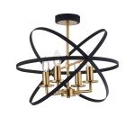 Geona 46cm Adjustable Rings Semi Flush, 4 x E14, Gold/Black