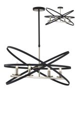 Geona Adjustable Rings Pendant/Semi Ceiling, 4 x E14, Satin Nickel/Anthracite