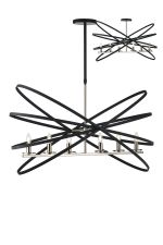 Geona Adjustable Rings Pendant/Semi Ceiling Oval, 6 x E14, Satin Nickel/Anthracite