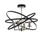 Geona 46cm Adjustable Rings Semi Flush, 4 x E14, Satin Nickel/Anthracite