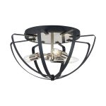 Geona 40cm Flush Ceiling, 3 x E14, Satin Nickel/Anthracite