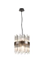 Cucine 26cm Glass Rod Pendant Round, 6 Light G9, Black Chrome/Clear
